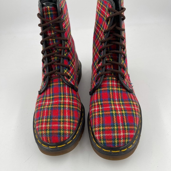 Vintage 80’s Dr Martens Tartan Textile Double Stitched Boots Made England Size 7 - Picture 3 of 16